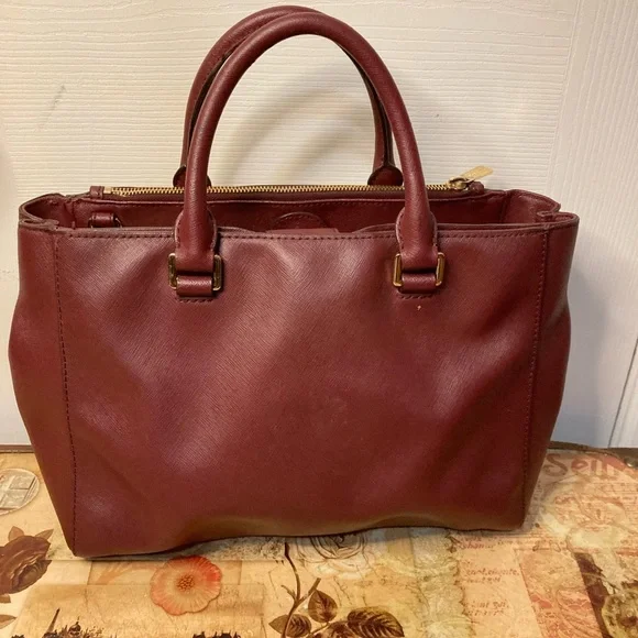 MICHAEL KORS MK LEATHER BURGANDY TOTE SHOULDERBAG - Picture 11 of 15